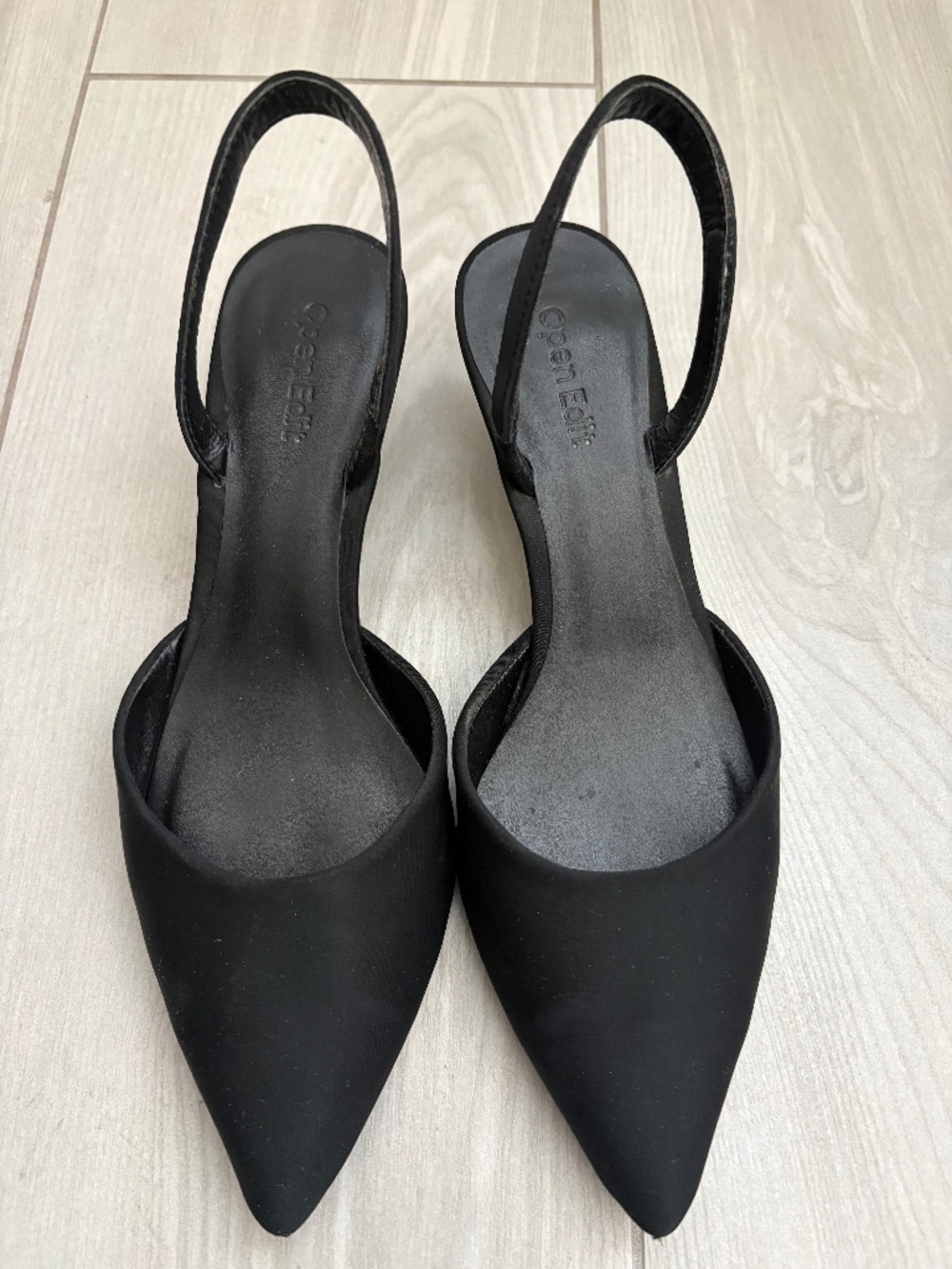Open Edit Edcammie-Fab Black Pointed Toe Slingback Heels – Size 6.5M